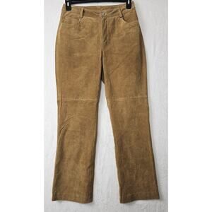Vintage Newport News Jeanology Womens Tan Brown Leather Western Pants Size 10P